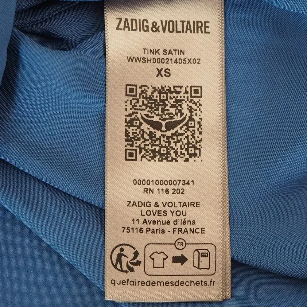 Zadig & Voltaire Tink Satin Blouse Women's Sz XS Royal Blue Long Sleeve Top - Picture 7 of 11
